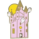 Cute Haunted House Ghost Moon Halloween Small Brooches Lapel Pins for Women Men Daughter Funny Pink White Enamel Castle Pins Brooch Badge for Hats Backpacks Holiday Party Accessory Jewelry
