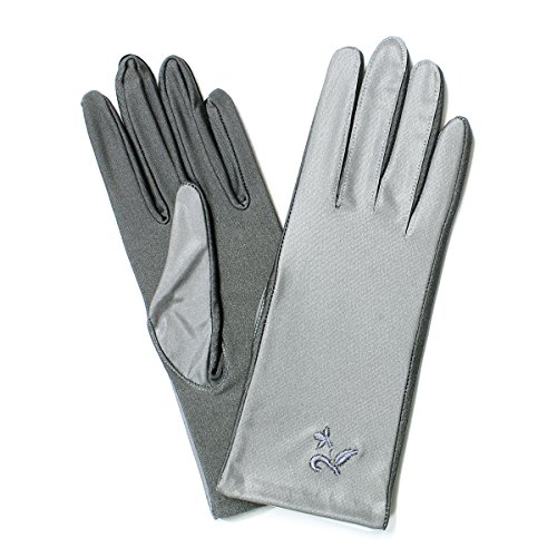 LL- Womens Stretch Nylon / Satin Gloves Wrist Length Fall Lightweight (Silver)