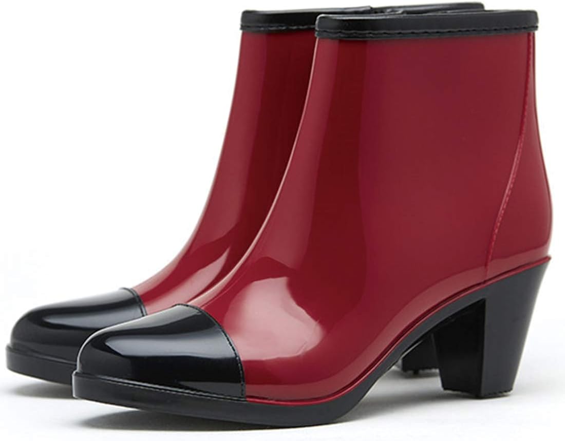 Side Zipper Fashion rain Boots Female NonSlip high Heel rain Boots