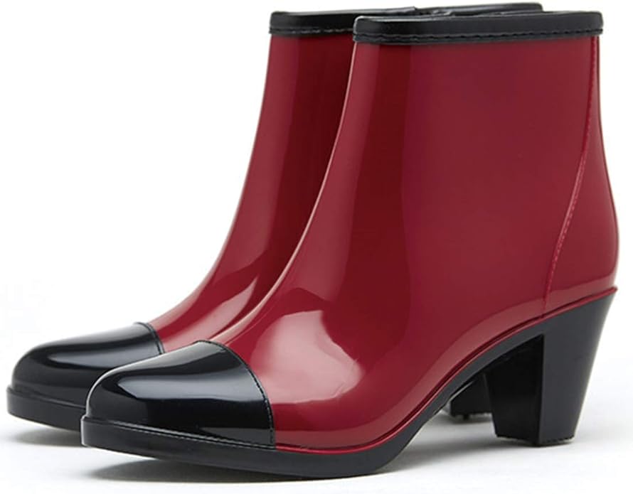 Side Zipper Fashion rain Boots Female NonSlip high Heel rain Boots