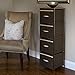 Household Essentials 2-Tier Storage Chest of Drawers Bronze Frame Wood Grain Top and 4 Brown Storage Bins with Natural Jute Trim