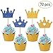 72pcs Gold Glitter Crown Cupcake Toppers and Wrappers for Baby Shower Birthday Wedding Party Decorations
