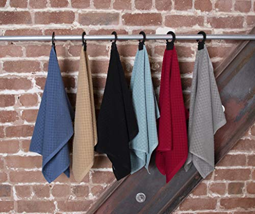 Ritz Hook and Hang Towel with Permanent Rubber Hook for Kitchen, Bathroom, Mudroom, Laundry Room, Extra-Large, 18" X 28", Machine Washable, 2 Pack, Titanium