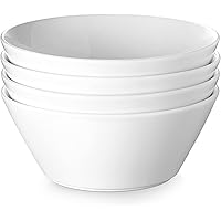 DOWAN Large Salad Bowls, 58.5 Ounces Ceramic Soup Bowls Set of 4, 8.5" White Serving Bowls for Entertaining, Big Snack Bowls 