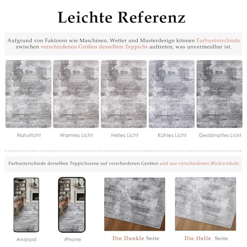 PureCozy Carpet Living Room 240 x 300 cm Light Grey Large Carpets Living Room Non-Slip Washable Washing Machine Modern Abstract Room Carpet, Living Room, Dining Room, Bedroom, Foot Bed, Short Hair