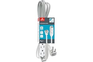 Globe Electric 24202 6.5ft Medium Duty 3-Outlet Indoor Extension Cord, Grounded, White