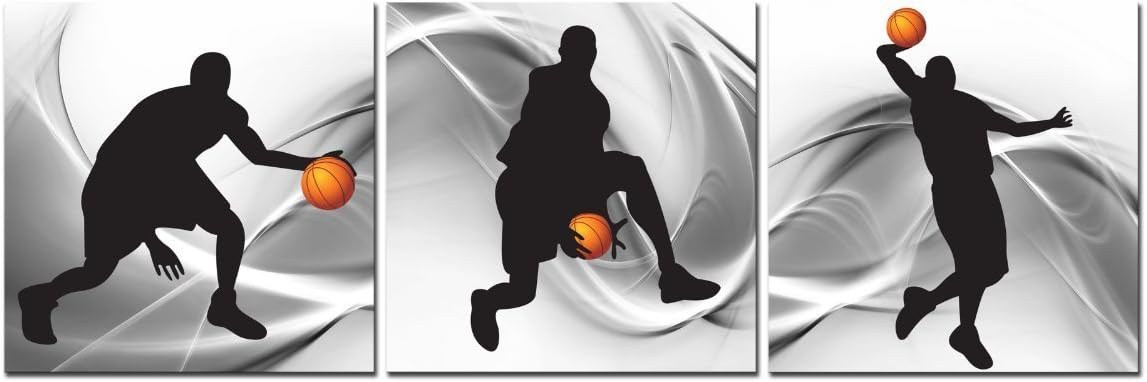 CUFUN Art– Basketball Sports Themed Canvas Wall Art for Boys Room Baby Nursery Décor Kids Room Basketball Boys Gift (30cm x 30cm x 3pcs)