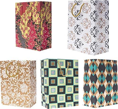 RJKART Handmade Paper Carry Bag (Multicolour)-Set of 5