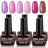 Gellen UV Gel Nail Polish Kit - Nude Pastel Colors, Pack of 6 Colors 2017 New Arrivial Set #TX