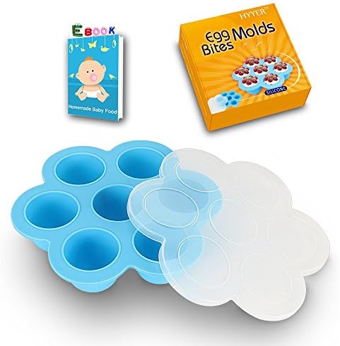 Hyyer Freezer Tray with Lid Silicone Storage Container Egg Bites Molds for Instant Pot Accessories Fits 5,6,8 qt Pressure cooker（Blue）