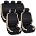 BDK Venice Series Car Seat Covers for Auto - Beige Stripes on Flat Black Cloth - Universal Fit 9 Piece