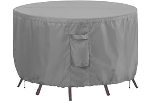 OutdoorLines Outdoor Waterproof Patio Table Furniture Set Covers - Round Couch Sectional Cover Outside Weatherproof Patio Furniture Covering for Deck, Lawn and Backyard 96" DIA x 28" H, Grey