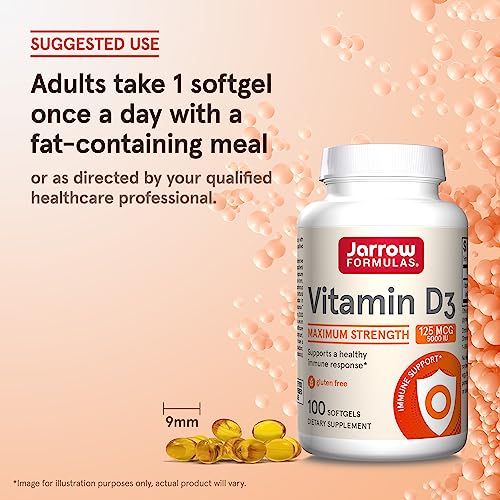 Jarrow Formulas Vitamin D3 125 mcg (5000 IU) 100 Servings (Softgels