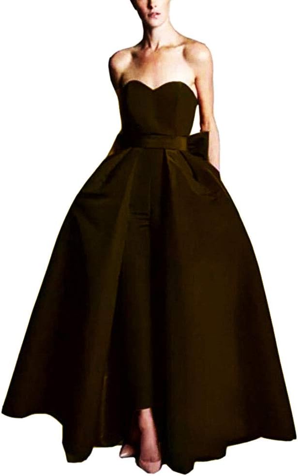 VeraQueen Women's Jumpsuits Evening Dress With Detachable Skirt Prom Gowns Pants