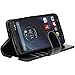 LEEGU Motorola Droid Turbo Ballistic Nylon Case, Flip Wallet Leather Case Soft Cover with Stand Card Holder for Motorola Droid Turbo (Only Fit Ballistic Nylon) XT1225 Black