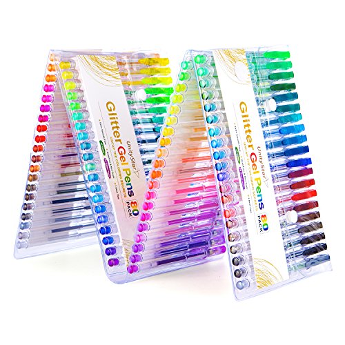 UnityStar 80 Unique Colors Glitter Gel Pen Set Coloring Pens for Kids Adult Coloring Books, Drawing, Doodling, Greeting Cards, Letters