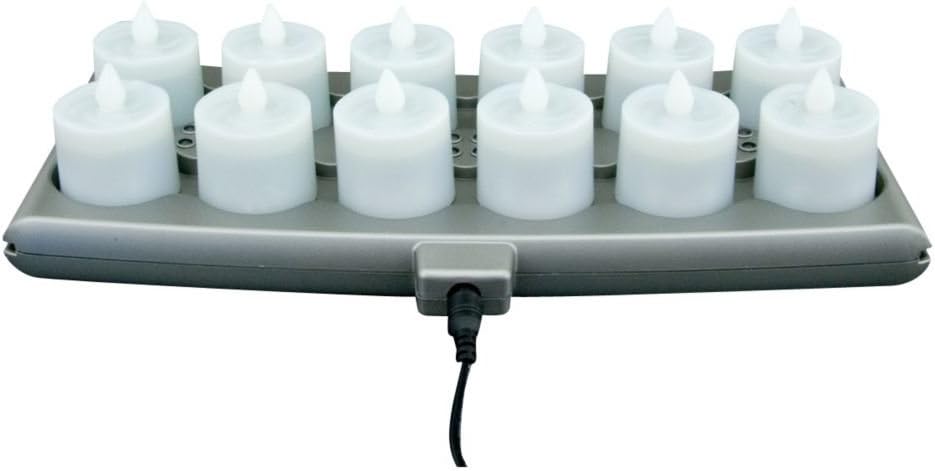 Hollowick Smart Candle Set of 12 Warm White Platinum Rechargeable Flameless Candle - 1 set.