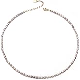 Aleasha Small Freshwater Rice Pearl Strand 15" Gold Cultured Pearl Necklace for Women Wedding Pearl Choker Handmade Jewelry
