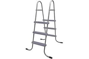 NOLLAPO 3-Step Steel Bolt-On Pool Ladder Universal Fit Above Ground Swimming Pools - Heavy Duty Non-Slip Entry Steps for Entry and Exit System Swim Pools with Non-Slip Plastic Steps