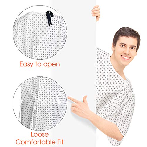 Talvania Unisex Patient Gown Hospital Medical Gowns, Back Ties, Fits Up to XXL White