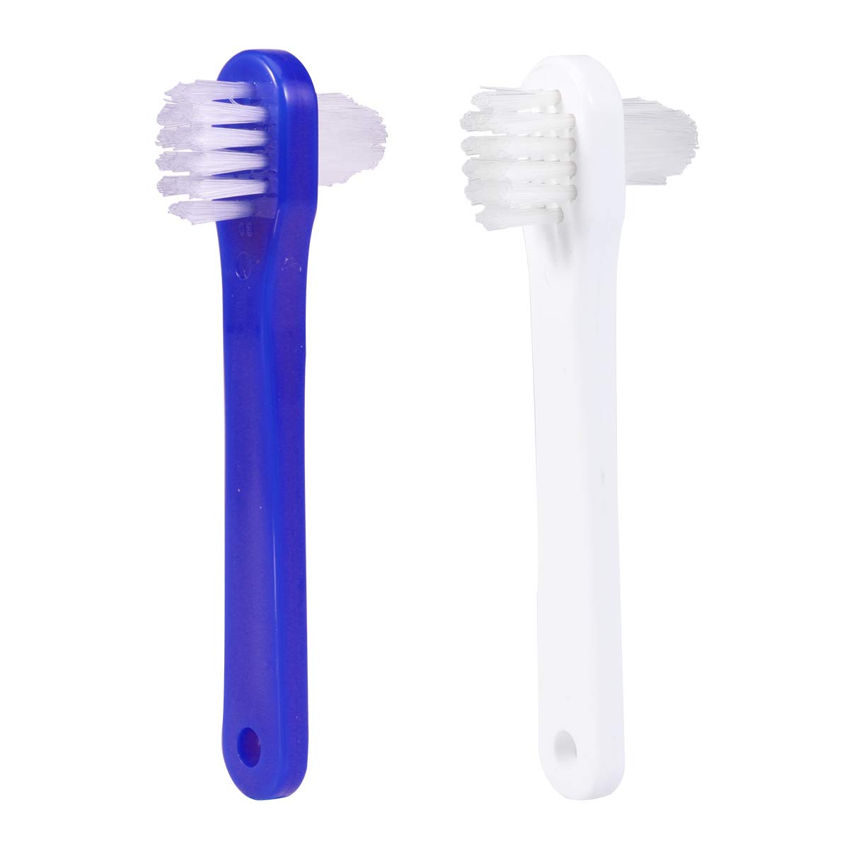 HEALIFTY 2Pcs Dual Head Toothbrushes T-Shape Denture Dedicated Toothbrush Tool (White + Blue) : Baby