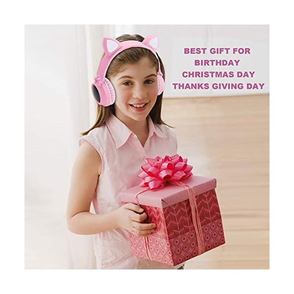 Usoun-Kids-Bluetooth-Headphones-Cat-Ear-LED-Light-Child-Wireless-Headphones-with-Microphone-FM-RadioTF-Card-Foldable-Bluetooth-Stereo-Over-Ear-kids-Headsets-for-Boys-Girls-Adults-pink Usoun Kids Bluetooth Headphones, Cat Ear LED Light Child Wireless Headphones with Microphone, FM Radio/TF Card, Foldable…