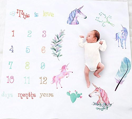 Citihomy Baby Monthly Milestone Blanket Newborn Girls Boys Photo Props Shoots Backdrop Personalized Unicorn Photography Growing Infants Toddlers Swaddle Blanket