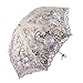 Honeystore Vintage Lace UV Sun Parasol Folding 3D Flower Embroidery Umbrella BM1618 Grey