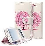 HTC One A9 Case, NageBee [Kickstand Feature] Premium PU Leather Flip Fold Wallet Case with [ID&Credit Card Slot] for HTC One A9 - Butterfly tree
