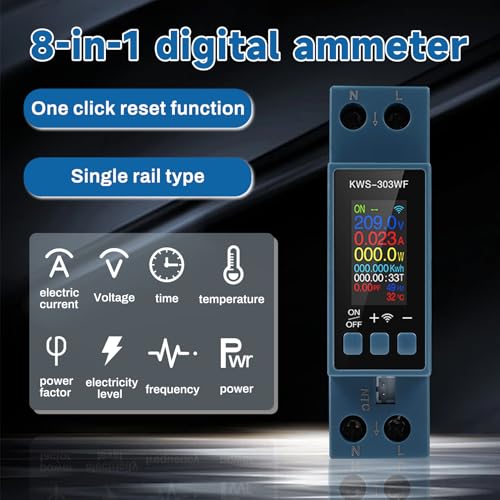 Electric Energy Meter Wifi 40A Single Phase AC 85-290V Voltage and Current Measurement with Over Temperature and Overcurrent Protection KWS-303WF