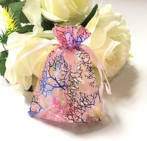 Ezidy~Lot of 100pcs Pink 3.5"x5" inch Coralline Organza Wedding Party Favor Candy Gift Bags Jewelry Pouch … (3.5"x5", Pink)