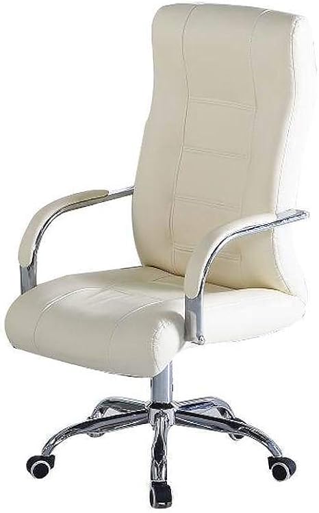 Amazon Co Jp 人体工学デザイン オフィスチェア アームレスト付き が 革 デスク パソコンチェア 高さ調節可能 スイベル 社長椅子 腰椎サポート付き 白 ホーム キッチン