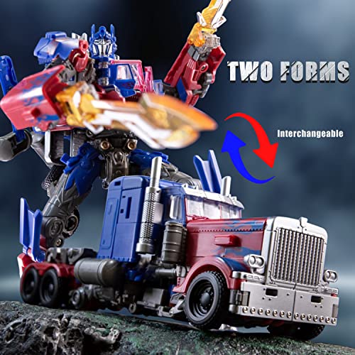 SK MISS Transformable Toys Figure, Transformable Robot Toys, Action Figure with Extra Head and Interchangeable Weapons, for Children Over 7 Years Old