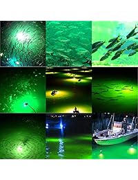 Detector de cebo de 12 V 1000 lúmenes, LED submarino, para pesca nocturna, para crappie, barco, luz submarina sumergible con clip de batería y enchufe de alimentación