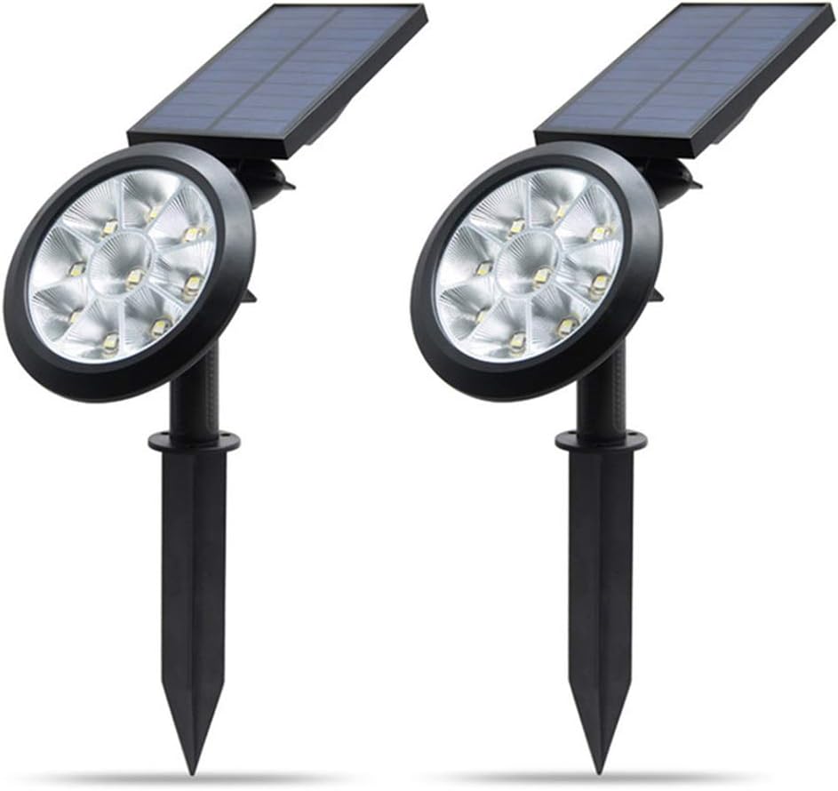 9 LED Solar Light Outdoor Waterproof Solar Spotlight Led Lawn Spot Light Ground Light Two-Color Dimmable Garden Decoration Light for Garden Yard Pathway,2pack [Energy Class A]