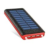 Solar charger Ruipu 24000mah Power Bank Portable charger With 3 USB Port External Battery Pack Phone Charger With 2 Flashlight For iPhone iPad Samsung HTC Cellphones Tablet And More
