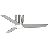MINKA-AIRE F671L-BN/SL Pure 48 Inch Flush Mount Ceiling Fan with Integrated 16W LED Light in Brushed Nickel Finish with Silve