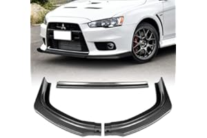 HK5 3 Pieces R-Style Front Bumper Lip Spoiler Splitter Side Body Kit Trim Protection Compatible with 2008-2015 Mitsubishi Lancer Evolution EVO X, 2009 2010 2011 2012 2013 2014 (Painted Carbon Style)