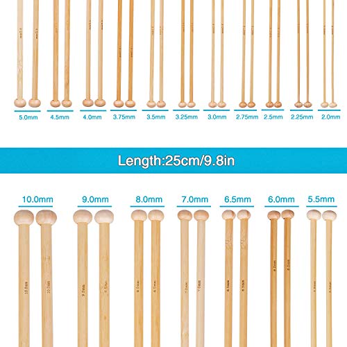 K Kwokker 95 Pieces Ergonomic Crochet Hooks Set Bamboo Knitting Needles Yarn Hook Stitch Markers DIY Craft Aluminum Handle Sewing Weave Set Full Kit Tools with a Blue Storage Case - Thumbnail 3