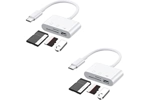 SD 3-in-1 Card Reader for iPhone/iPad, USB-C Port Memory Card Adapter, Plug and Play for Camera/Drone, No App Required, High-