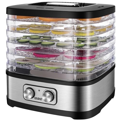 YASHE GGJ-261A Food Dehydrator, 5 Height Adjustable Trays, Temperature Control from 35 to 70°C, 240 Watts Deshydrator for Fruits and Vegetables, BPA Free