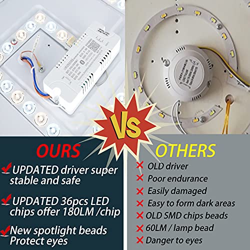 Ypjkonze Ceiling Light with Bluetooth Speaker,36W 4500LM Flush Mount