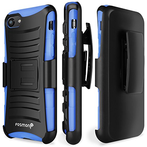 iPhone 8 Holster Case, iPhone 7 Holster Case, Fosmon STURDY [Locking Swivel Belt Clip | Kickstand] Rugged Heavy Duty Shock Proof Case for Apple iPhone 8, iPhone 7 4.7 (Blue)
