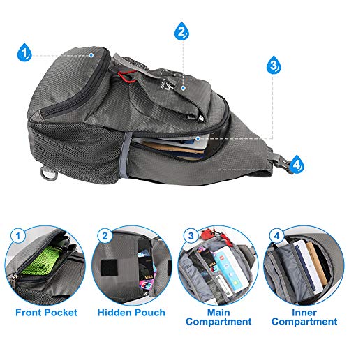 WATERFLY Packable Small Crossbody Sling Backpack Shoulder Chest Bag