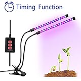 Lovebay Timing Function Dual head Grow light 36LED 5 Dimmable Levels Grow Lamp Bulbs with Adjustable 360 Degree Gooseneck for Indoor Plants Hydroponics Greenhouse Gardening [2017 Upgraded]