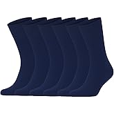 KNETLI Men's Dress Socks, Crew Socks Super Soft, Navy Blue, Size 6-9, 6 Pair Pack