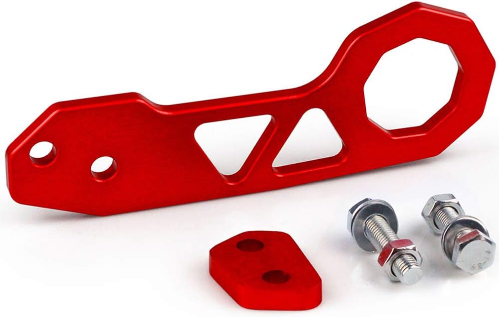 RASTP Rear Tow Towing Hook Aluminum Racing Trailer Hook Tow Hook Kit Fit for Universal Car Auto Trailer Ring,Red