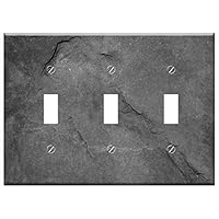 Switch Plate Triple Toggle - Grey Stone Texture