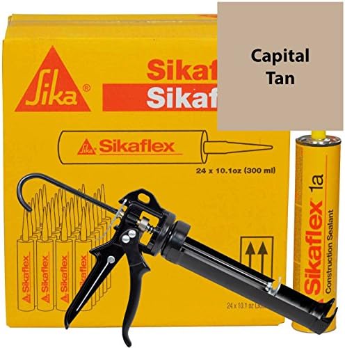 Sikaflex 1A Polyurethane Sealant, 24 - 10.1 oz Tubes (Full Case), Capital Tan, with Heavy Duty Pro Caulk Gun