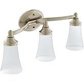 Moen Eva Brushed Nickel 3-Light Dual-Mount Bathroom Vanity Fixture, Bath Lighting with Frosted Glass, YB2863BN